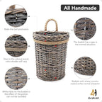 AceList 2-Pack Woven Wicker Wall Hanging Baskets, Grey Willow Wall Pocket Decor for Faux Florals & Storage - Two sizes Nesting Farmhouse Baskets for Entryway, Living Room & Door