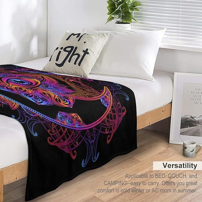 Boho Chic Throw Blanket Crescent Moon and Sun with Elements of The Mandala Pattern Blanket for Sofa Bed Couch Chair Or Dorm 50"x60"