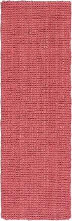 SAFAVIEH Natural Fiber Collection Runner Rug - 2'3" x 9', Red, Handmade Farmhouse Jute, Ideal for High Traffic Areas in Living Room, Bedroom (NF730D)