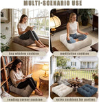 Floor Cushions for Adults Set of 2, Large Meditation Floor Pillows for Sitting on Floor, Thick Square Seat Cushions for Yoga Meditation Reading, Grey 18x18 in