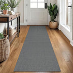 EARTHALL Woven Runner Rug 2x7 Ft Washable Runners for Hallways Cotton Non Slip Rubber Backed Kitchen Runner Braided Indoor Floor Carpet for Entryway, Hallway, Kitchen, Bedroom, Dark Gray