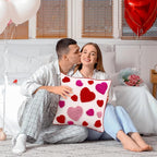 Valentine's Day Throw Pillow Covers 18x18 Inch Set of 2 Red Pink Heart Love Couples Decorations Embroidery Cushion Case for Anniversary Wedding Gift Lover Bedroom Sofa Couch Holiday Home Decor