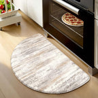 KIMODE Kitchen Mats for Floor Anti Fatigue, 18"x28" Half Round Cushioned Kitchen Floor Mat, Ergonomic Waterproof Standing Mat, Boho Kitchen Rug Non Skid for Sink Laundry Office Desk Light Brown