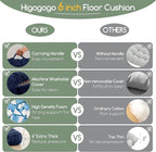 6" Washable Floor Pillow Cushion for Adults, Meditation Cushion Pillow, Removable Tufted Blended Corduroy Cover, Large Square Floor Sitting for Tatami Living Room or Yoga, 2Pack, Machine Washable