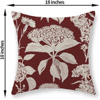 Burgundy Red Pillow Covers 18x18 Set of 2 Vintage Boho Herbs Botanical Floral HydrangeaThrow Pillows Outdoor Flower Decorative Pillow Cases Linen Farmhouse Cushion Case for Couch Sofa Decor
