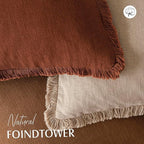 Foindtower Set of 2 Decorative Linen Fringe Throw Pillow Covers Cozy Boho Farmhouse Cushion Cover with Tassels Soft Accent Pillowcase for Couch Sofa Bed Living Room Home Decor,16×16 Inch,Orange Brown