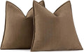 MIULEE Pack of 2 Dark Brwon Decorative Pillow Covers 22x22 Inch Soft Chenille Luxurious Couch Throw Pillows Farmhouse Cushion Covers Euro Shams with Elegant Design for Sofa Bed Living Room Home Decor