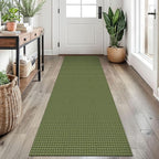 EARTHALL Woven Runner Rug 2x7 Ft Washable Runners for Hallways Cotton Non Slip Rubber Backed Kitchen Runner Braided Indoor Floor Carpet for Entryway, Hallway, Kitchen, Bedroom, Green