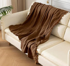 KyraHome Muslin Blankets for Adults Kids, 60"x80" Large 100% Cotton Throw Blanket Plant Dyed Lightweight Breathable Gauze Blanket for Couch, All Season (Brown)