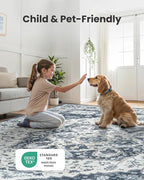AMADA HOMEFURNISHING 8x10 Area Rug, Washable Low-Profile Large Area Rug with Non-Slip Backing & Durable Edge Binding, Vintage Large Rugs for Living Room, Bedroom