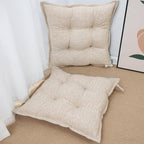 SINSOSSO Large Floor Pillows 22", Thickened Bite-Size Memory Foam Square Non-Slip Cushions for Office Back Support/Yoga/Chair Seat, Fashionable Color-Blocked Fabric & Washable, Beige, 2 PCS