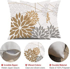 DFXSZ Brown Grey Outdoor Pillow Cover 16X16 Inch Set of 2 Outdoor Waterproof Summer Floral Brown Decorative Pillow case Decor for Couch Patio Funiture Garden Print Polyester Cushion Cover 01E16