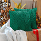 decorUhome Cozy Textured Throw Pillow Covers 12x20 Inch Set of 2, Soft Plush Faux Wool Green Accent Couch Pillow Covers for Modern Farmhouse Sofa Bed Living Room