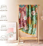 Boho Throw Blanket for Bed Cotton Spring Blankets Bedroom Living Room Twin All Season Lightweight Floral Embroidery Quilt for Couch Sofa Chair 60"x80"