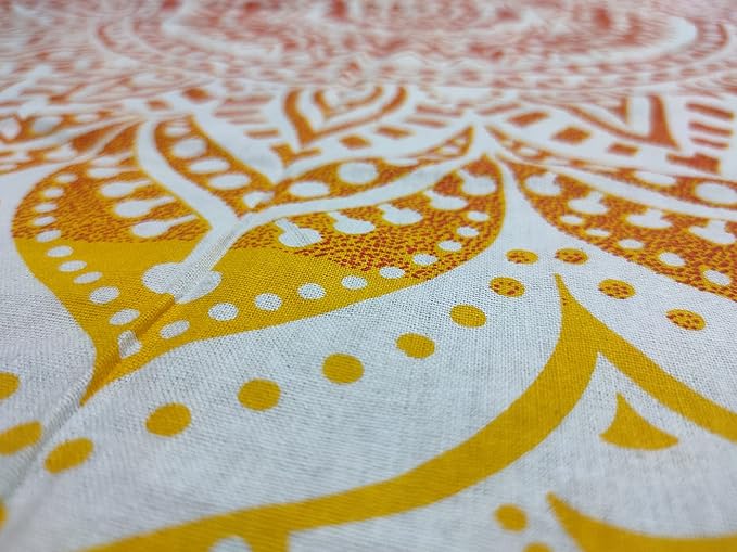 Round Beach Tapestry Turquoise Mandala Throw/Boho Hippie Beach Blanket Roundie/Indian Cotton Bohemian Large Round Table Cloth-Home Decor/Yoga Mat Meditation Picnic Rug (70", Yellow-Orange)