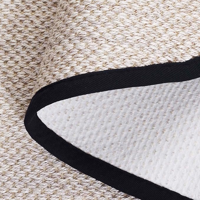 SAFAVIEH Area Rug 5x8 - Natural Fiber Collection - Marble & Black, Sisal, Woven Design with Border (NF143A)