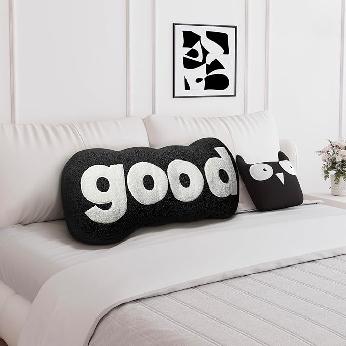 Johnear Headboard Pillow Black Plush Reading Pillow Back Support Pillow for Bed Sitting Up Adult Daybed Sofa College Dorm Bed Headboard Backrest Cushion Bolster Throw Pillow Body Pillow Twin