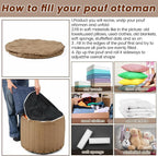 2 Pcs 20 x 15 Inch Unstuffed Ottoman Pouf Cover Corduroy Foot Rest - No Filler, Striped Foot Stool Floor Bean Bag Floor Chair Storage for Modern Farmhouse Bedroom Home Decor (Light Brown)