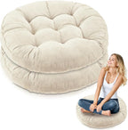 Jerify Floor Pillow Cushions Large Round Square Large Meditation Floor Pillow for Classroom Adult Meditation Picnic Party Seating Learning Daycare School(Round,Beige,2 Pcs)
