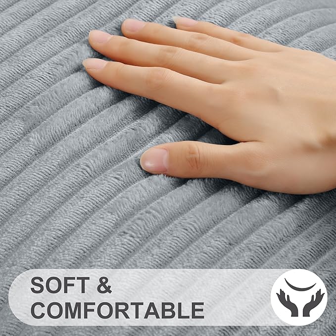 Simmore Decorative Spring Euro Sham Throw Pillow Covers 22x22 Set of 2, Soft Natural Plush Flannel Double-Sided Fluffy Couch Pillow Covers for Sofa Living Room, Grey