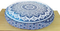 ICC Large Hippie Mandala Round Floor Pillow Cover Ottoman Pouf Cover Daybed Oversized Cotton Cushion Cover with Heavy Duty Zipper Seating Ottoman Poufs Dog-Pets Bed (Blue Ombre, 35" Round)