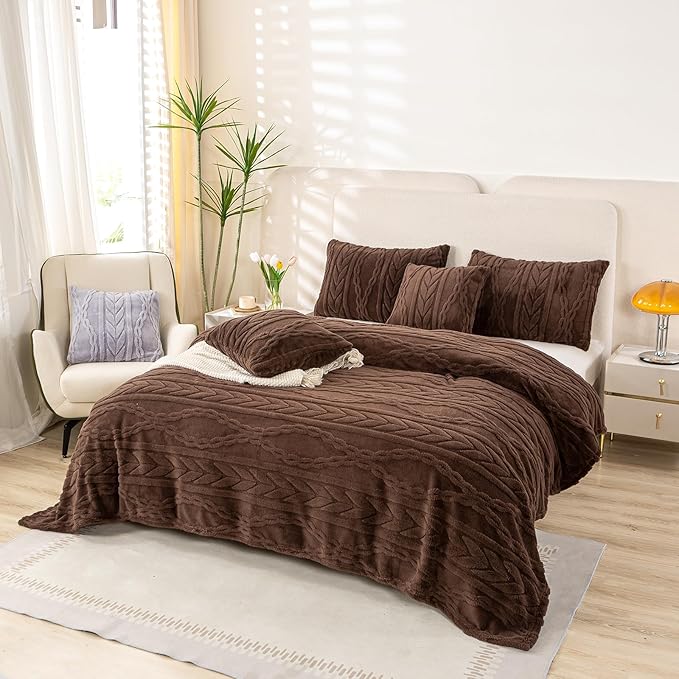 YUSOKI Twin XL Blanket Single Layer,Weight(3.1lb),370GMS-3D Stylish Design for Gift Home Decor (Brown,65"x90")