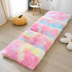 Mengersi Velvet Floor Pillows,Faux Fur Tie Dye Pillow Bed Floor Lounger Cover,Sleeping Mat for Girls Teen Toddler,Pillow Lounger for Reading Playing Games Party,Requires 5 Pillows(Queen,Pink)