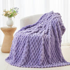 NEWCOSPLAY Super Soft Throw Blanket Lavender Premium Silky Flannel Fleece 3D Clouds Stylish Jacquard Lightweight Bed Blanket All Season Use 350GSM (Lavender, Throw(50"x60"))
