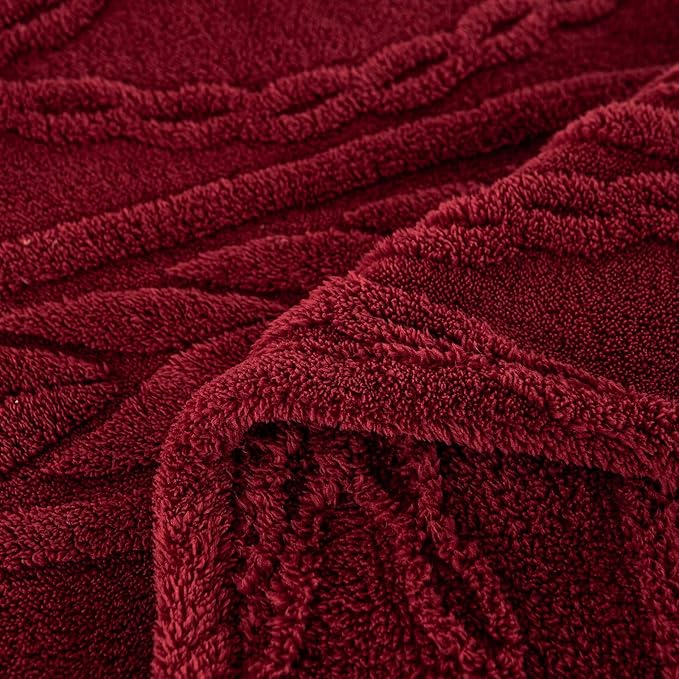 YUSOKI Sherpa Queen Size Blanket(Without Pillows)-3D Stylish Design Super Soft Blankets for Teen Girls Women Couch Bed Sofa Chair Men Boys Gift(Burgundy Red,90"x90")