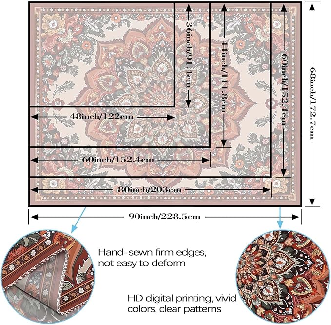 Accnicc Vintage Floral Mandala Tapestry Wall Hanging Boho Flower Tapestry Aesthetic Retro Bohemian Hippie Indian Cute Large Tapestries for Bedroom Living Room Dorm Decor 80 x 60 Inch
