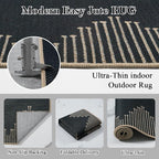 LIVEBOX Easy Jute Runners Rug for Entryway, 2x6 Runner Rug Kitchen Rugs Non Slip, Washable Black and Tan Bohemian Indoor Runner Rugs for Laundry Room Bedroom, Carpet Runners for Hallway 6ft