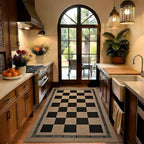 Vasofe 3x5 Plaid Rug, Jute Rugs, Washable Outdoor Indoor Checkered Carpets, Entryway Bedroom Potio Porch Kitchen Carpet, Non Slip Farmhouse Neutral Office Laundry Floor Mat, Black and Brown