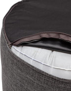 QILLOWAY Indoor/Outdoor Inflatable Stool,Round Ottoman,All Weather Foot Rest for Camping or Home,Charcoal Grey/Black