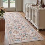 AMOAMI Vintage Floral Runners for Hallways Indoor, 2'6''x8' Kitchen Runner Rug Non Slip Machine Washable Entryway Rug Runner Ultra Soft Boho Carpet Runner for Hallway Kitchen Bedside Entryway, Beige