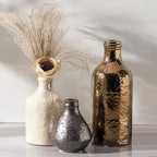 Ceramic Vase Set of 3 | Decorative Vases Home Decor | Flower Pampass Boho Modern Neutral Vase for Living Room, Table, Mantel, Entryway, Bookshelf, Kitchen, Bedroom, Bathroom - Multicolor