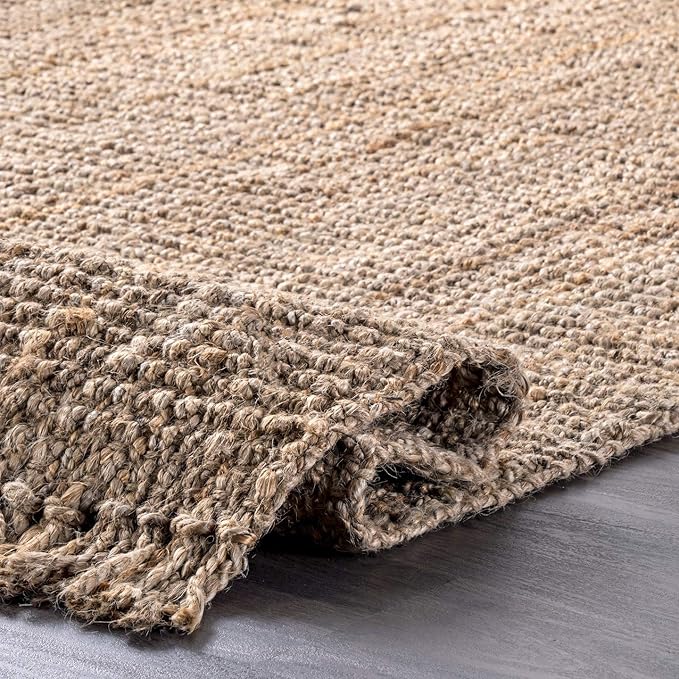 Nuloom Daniela Natural, 9'6" x 13'6", Handmade, Jute, Tassel, Soft and Textured, High Traffic, Stain Resistant, Easy Clean, Durable Area Rug for Bedroom, Living Room, Dining Space, Foyer, Entryway