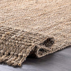 Nuloom Daniela Natural, 9'6" x 13'6", Handmade, Jute, Tassel, Soft and Textured, High Traffic, Stain Resistant, Easy Clean, Durable Area Rug for Bedroom, Living Room, Dining Space, Foyer, Entryway