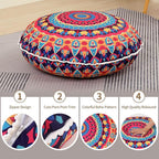 32 inches Meditation Floor Cushion for Adults, Round Large Thick Floor Pillow, Memory Foam Filling, Red