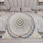Mandala Throw Blanket Retro Eastern Backdrop Swirled Cosmic Lotus Yoga Boho Artwork Blanket for Sofa Bed Couch Chair Or Dorm 60"x80"