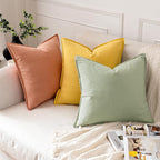 MIULEE Decorative Linen Pillow Covers 18x18 Inch Light Green Boho Farmhouse Neutral Spring Couch Throw Pillows for Bed Pack of 2 Accent Modern Pillowcase Summer Sofa Livingroom Home Decor