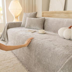 ROOMLIFE Sofa Cover, Boho Couch Cover for 3 Cushion Sofa, Non Slip Chenille Sofa Slipcovers for Dog, Washable Furniture Sofa Protector Cover with Tassel for Living Room, 71''X150”