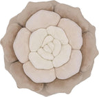 Throw Pillow in Monochromatic Colors - Flower Shaped Pillow – Soft Plush Floral Throw Pillow for Bed, Couch, Sofa & Kids Room | Cute Fluffy Bloom Cushion for Aesthetic Room Decor (Beige)