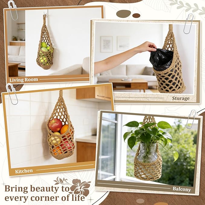 Macrame Wall Plant Hanger, Hanging Planter Basket Holder, Wall Planters for Indoor Plants, for Up to 6 Inch Pot (Brown, 6-Inch)