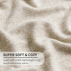BOURINA Faux Cashmere Fringe Throw Blanket Decorative Lightweight Throw Soft Cozy for Bed or Sofa Outdoor Blanket, 50x70 Inches Beige