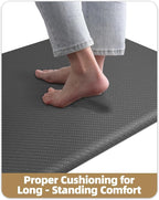 Color&Geometry 0.71" Extra Thick Anti Fatigue Cushion Kitchen Floor Mat,Easy Clean, Water & Oil Proof, Non Slip, Foam Padded Runner Rug for Front Sink,20"x 71" Grey (2.0 Version)