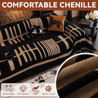 VClife Modern Couch Cover Washable Soft Couch Covers for 2 Cushion Couch Sofa, 1 PC Thick Soft Khaki Black Jacquard Sofa Cover for Sectional Couch (71"x118")