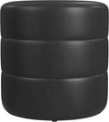 Spatial Order Upholstered Faux Leather Round Ottoman (No Lid, Seat Only) | Spatial Order Home Décor | Foot Rest Pouf – Black Faux Leather