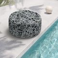 Indoor/Outdoor Inflatable Ottoman, All Weather Ottoman Pouf D31 x H14 inch, Round Foot Rest Ottomans, Portable Footstool for Patio,Garden, Porch, Home,Flower Black