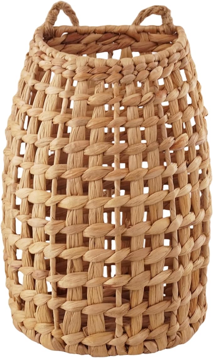 Woven Water Hyacinth Hanging Basket Door Hanging Basket Wall for Home Garden Farmhouse (Water Hyacinth)