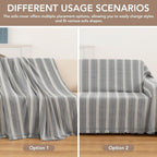 Couch Cover for Dogs, Boho Sofa Covers for 3 Cushion Couch, Chenille Sofa Slipcover for Pets Washable, L-Shape Sectional Loveseat Cover Soft Throw Blankets with Tassels(71x102,Striped Grey)